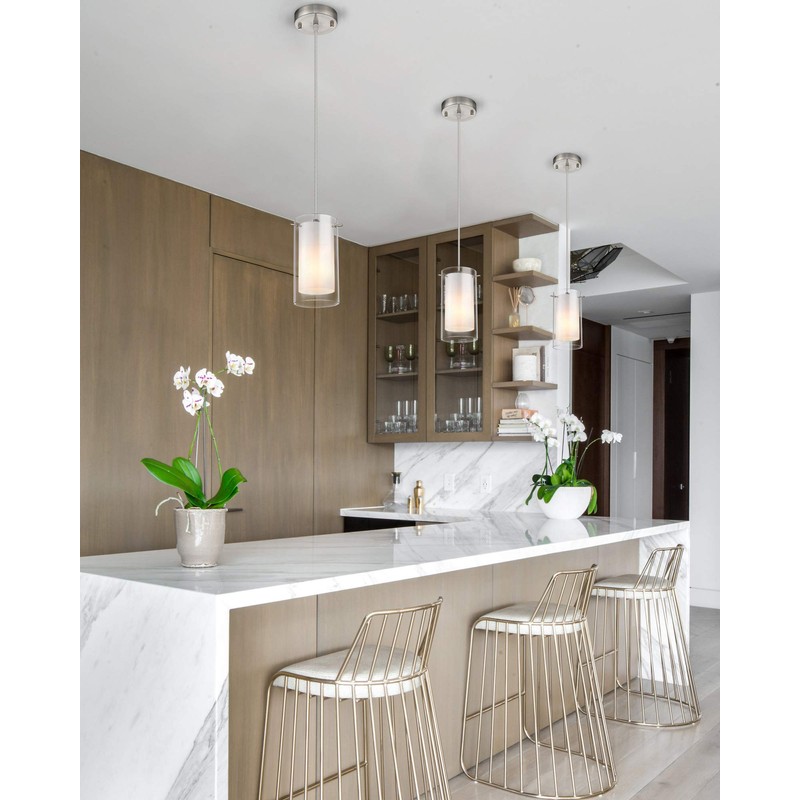 AKEZON 1-Light Pendant Light, Indoor Glass Hanging Light Fixture, Adjustable