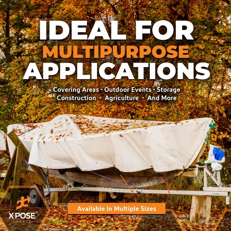 Heavy Duty White Poly Tarp 7' X 30' - Multipurpose