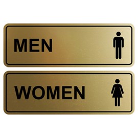 Standard Men Women Restroom Sign - Brushed Gold - Medium 1 Set (2 pcs)