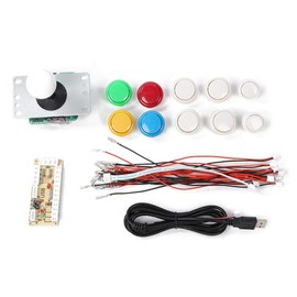 Lazmin Arcade DIY Kit, 1 Spieler Joystick, 10x Arcade Game Buttons, 1x Control Board, 1 x Flachkabel Pack, 1 x USB Kabel, für Rapsberry PI PC