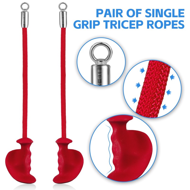HXD-ERGO Single Tricep Rope, 2 Pieces Ergonomic Heavy Duty Tricep
