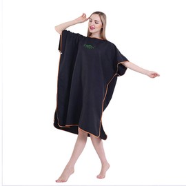 Towel Changing Robe Towel Poncho Hooded Robe Quick Dry Lightweight Microfiber for Surfing Swimming and Beach Fits Men Women Adults (black)