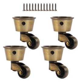 Vintage Round Cup Casters for 32mm Dia Legs 360 Degree Swivel Wheels Pack of 4
