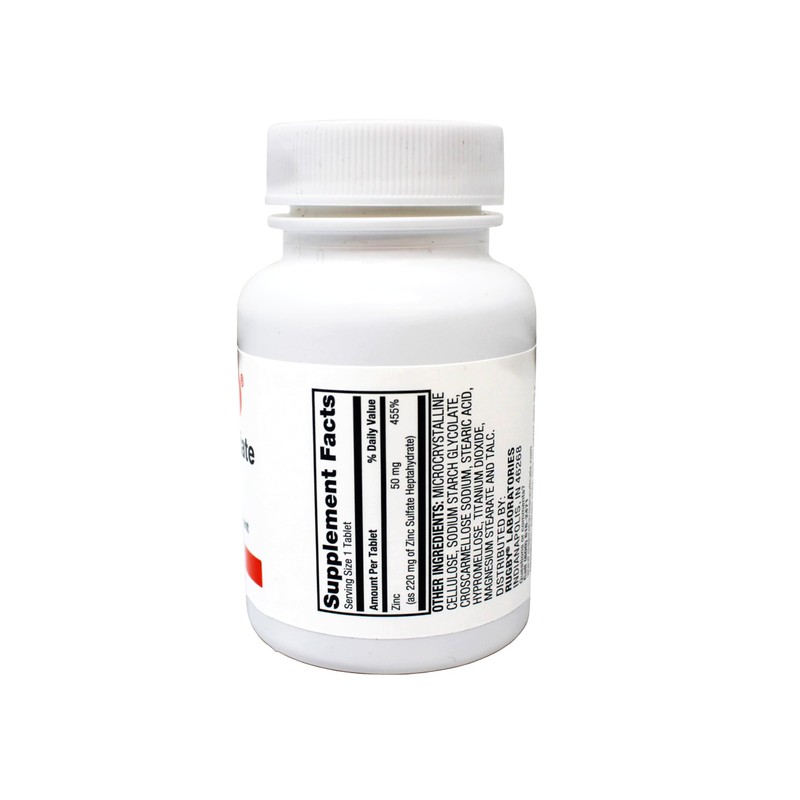 Rugby Zinc Sulfate 220 mg Tablets - Made with Zinc