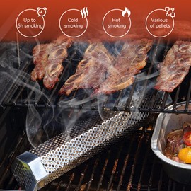 Z GRILLS Pellet Smoker Tube with 2 Hooks and Brush, 12" BBQ Billowing Smoke Mesh Stainless Steel for Cold/Hot Smoking