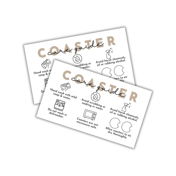 Car Coaster Care Instruction Guide Cards | 50 pk 2x3.5”