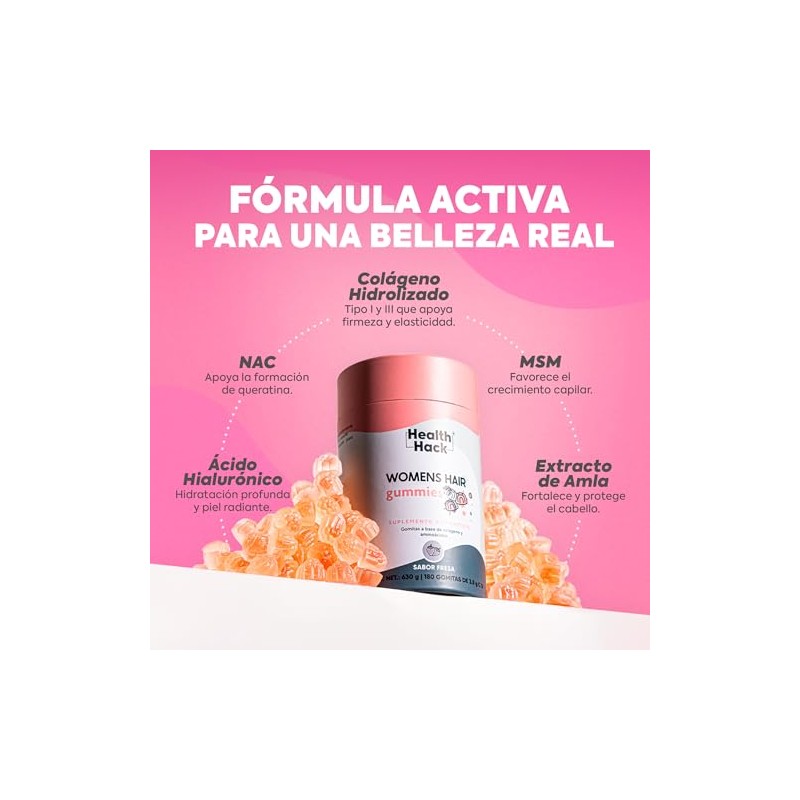 Colágeno Hidrolizado Msm Biotina Gomitas 180 Pzs Cabello Health Hack