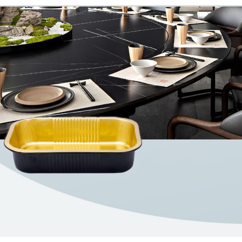 Heavy Duty Aluminum Pans with Lids Double Thick Black Gold