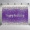 7×5ft Purple Diamonds Happy Birthday Photo Backdrop Glitter Diamonds Silver