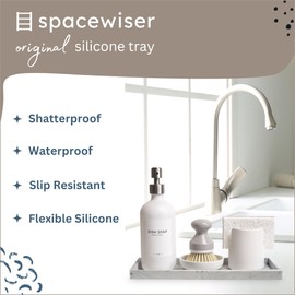 Spacewiser Countertop and Vanity Tray - 11.7" Silicone Bathroom Tray, Flexible Dish Soap Holder for Kitchen, Bathroom Counter Organizer, Shower Toilet Tank Trays Décor Accessories, Sink Makeup Mat Oil