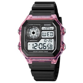 Fogitbok Digital Watch for Men Women, Waterproof Watches for Women Men's Wrist Watches, Fashion Sport Mens Digital Watches Dual Time Date Stopwatch, Pink, Digital