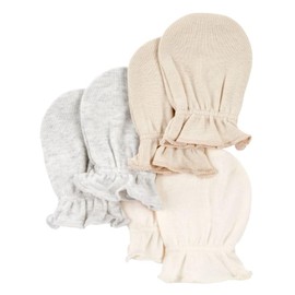Carter's Baby Girls' 3-Pack Scratch Mittens Set (Ivory/Heather, 0-3 Months)