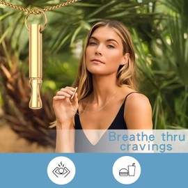 Mindfulness Breathing Necklace Stress Relief Pendant Stainless Steel Anxiety Breathe Necklace for Women Men, 60+5+5cm, Stainless Steel, No Gemstone