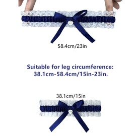 1 Stück Braut-Spitzenstrumpfband Hochzeitsstrumpfband blaues Band elfenbeinfarbenes Strumpfband elastisches Strumpfband mit Schleifen und Anhängern für Hochzeit Brautaccessoires Braut Must-Have für