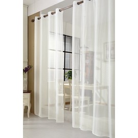 Woltu Set of 2 Transparent Curtains with Eyelets - Double Pack of Curtains with Eyelets - Window Curtains / Decorative Voile for Living Rooms / Bedrooms / Children’s Rooms - #304-2