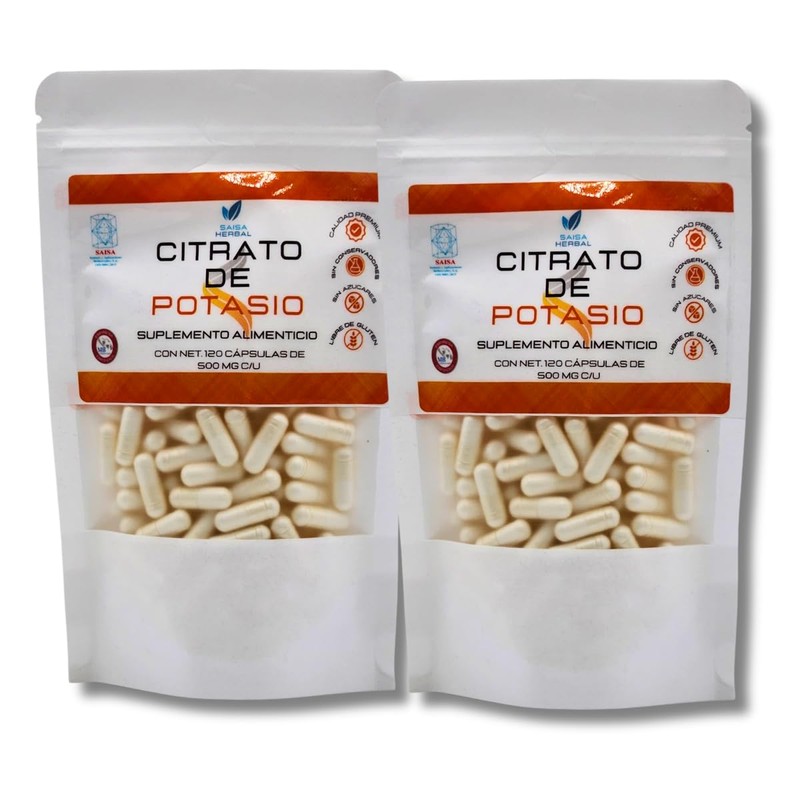 Citrato de Potasio 2 bolsas con 120 cápsulas c/u.