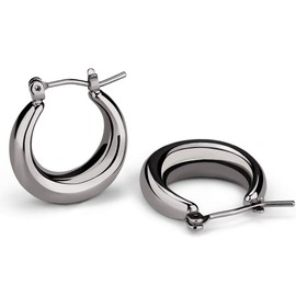LILIE&WHITE Chunky Hoop Earrings for Women Cute Fashion Hypoallergenic earrings Minimalist Jewelry Gift Hematite