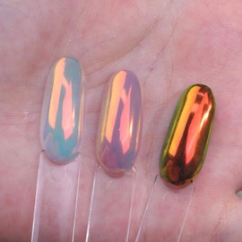 Polvo de Uñas Cromado Holográfico Espejo de Dona Glaseada Aurora Grado Profesional BEAUTNICE