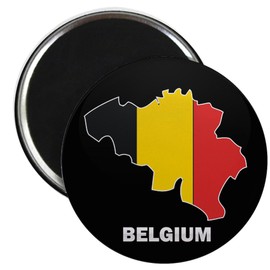 CafePress Flag Map Of Belgium Magnet 2.25" Round Magnet, Refrigerator Magnet