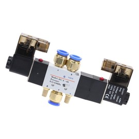 KJBIKBZPK 4V220-08 Air Pneumatic Solenoid Valve 5 Way 2 Position 1/4quot; Aluminum Alloy Internal E 12VDC 24VDC 110VAC 220VAC 0.15-0.8Mpa 1Pcs (Color : No Fittings, Size : AC110V)