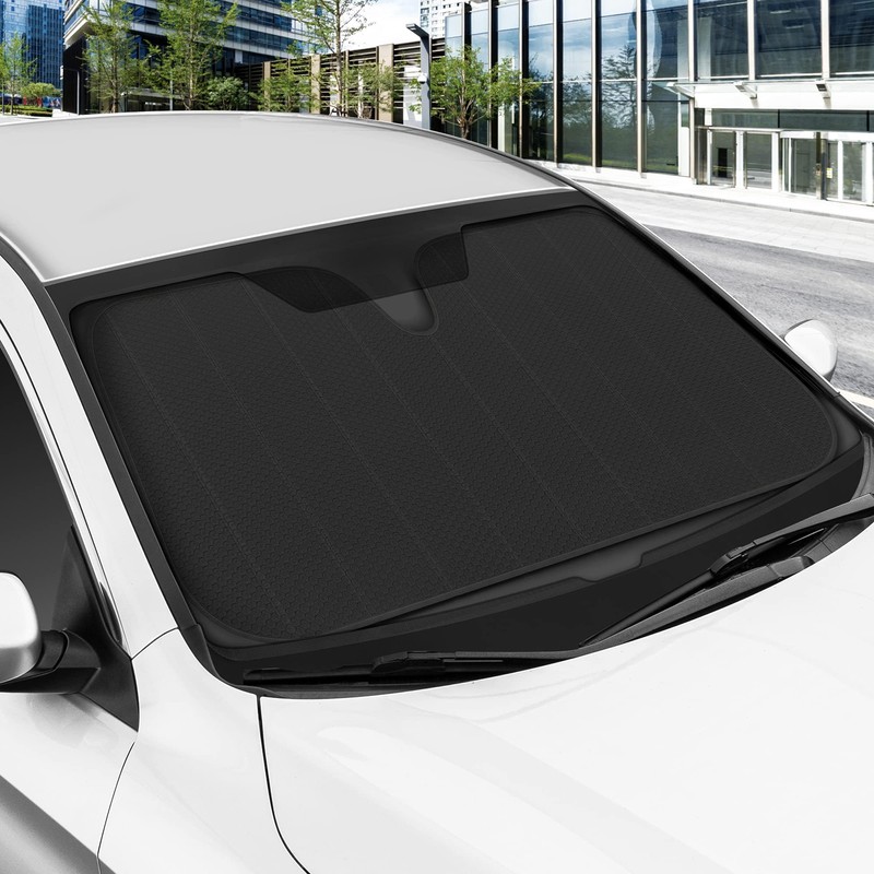 Motor Trend Black Accordion Folding Car Windshield Sun Shade -