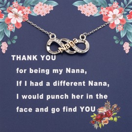 LQRI Thank You Nana Gifts Thank You For Being My Nana Infinity Necklace Best Nana Ever Gift Mothers Day Jewelry Gifts for Grandma Nana (silver)