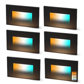 CLOUDY BAY 120V 5CCT Dimmable LED Indoor Outdoor Step Light,2700K/3000K/3500K/4000K/5000K,Stair Light,Oil Rubbed Bronze,Pack of 6