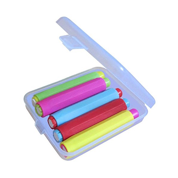 5xLunies Chalk Holder with Storage Hard Case - Blackboard Adjustable Chalk Clip Set for Teachers Kids School Office Drawing Board 3.7"x0.6" 5 Bright Color NOT Included Chalk