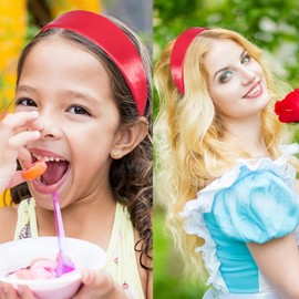 JOYRUBY Red Headband 1.5 Inch Satin Wide Headbands for Women Non Slip, Fashion Plain Head Band Christmas Hair Band Gifts DIY Holiday Hair Accessories for Women Girls Cosplay