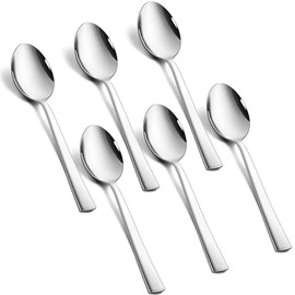 Kucensi Tea Spoons, Pack of 6, Stainless Steel Coffee Spoons, Dessert Spoons, Espresso Spoons, Small Spoon with Square Handle for Party, Home, Restaurant, Healthy & Highly Polished, Dishwasher Safe