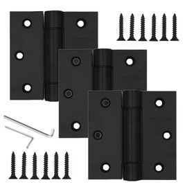3.5" Self-Closing Stainless Steel Hinges,3-1/2 inch x 3 1/2 Inch Heavy Duty Spring Loaded Automatic Adjustable to Close Door Hinge with Square Corner (Matte Black-3PACK)