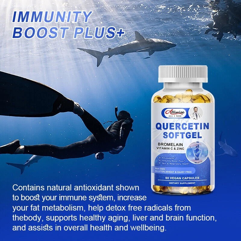 Alliwise Quercetin 1000mg With Bromelain - Natural Immune supplement, 240