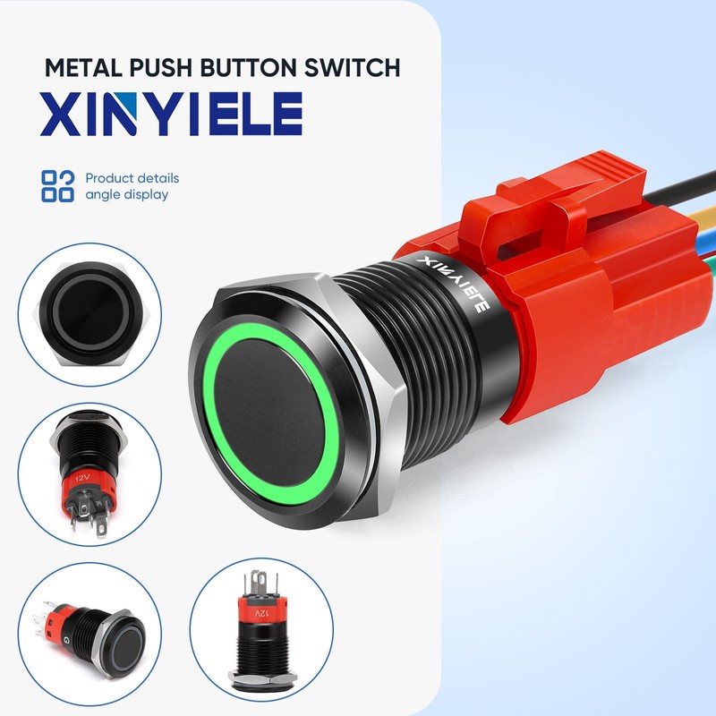 XINYIELE 16MM Latching 12V Push Button Switch On Off,Waterproof with