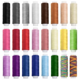 Sewing Thread Set: 24 Rolls Sewing Thread for Sewing Machine in Various Trendy and Standard Colours 100% Polyester Length 100 m Each