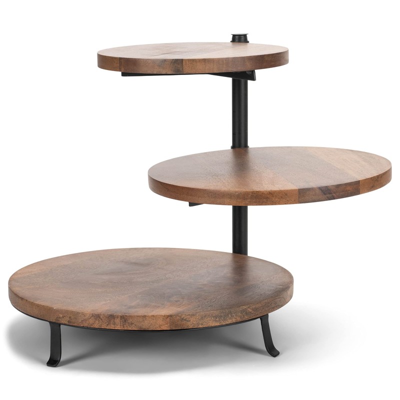 Demdaco Natural Brown 3-Tiered 12.5 x 13 Mango Wood and