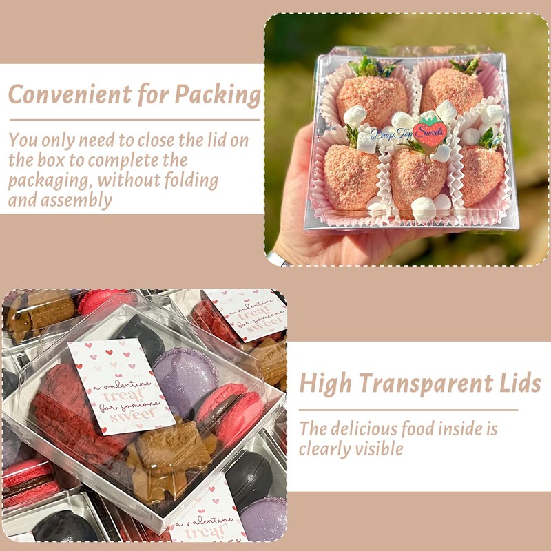 BUIYLV 50 Pack Charcuterie Boxes with Clear Lids, 4 Inches