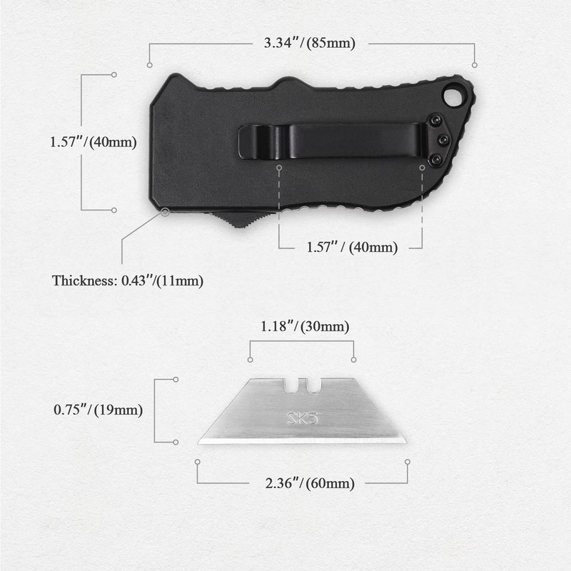 TOPS HOME Utility Knife Box Cutter, Pocket Knife, Change Blade