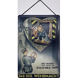 Blechschild With Cord 30 x 20 cm Day of the Wehrmacht - Gold`NES Heart - Blechemma