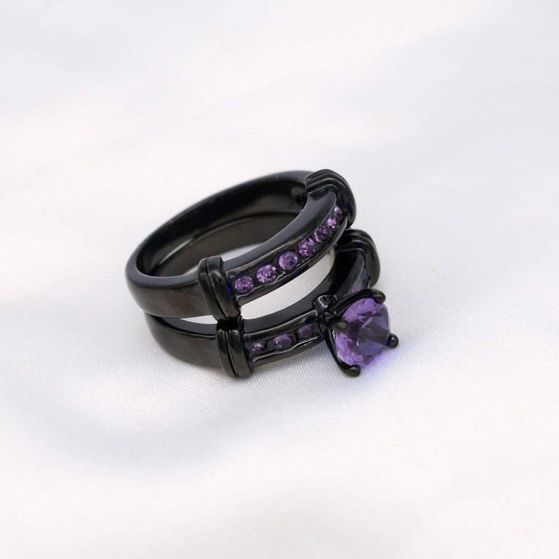 ringheart 3pcs Matching Rings His and Hers Ring Couple Rings