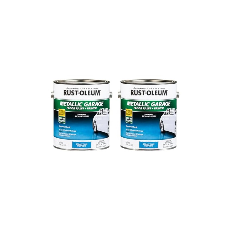 Rust-Oleum 349354-2PK Metallic Garage Floor Paint and Primer, Gallon, Cobalt