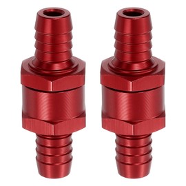 sourcing map 2Pcs 12mm (1/2") Fuel Check Valve, Non-Return One Way Check Valve, Aluminum Alloy Control Accessories for Petrol, Diesel, Gas, Oil, Air, Water, Red