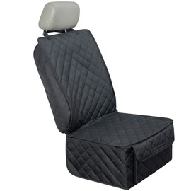 HAPYFOST Waterproof Front Seat Cover Dog Car Seat Covers Nonslip and Full Protection with Side Flaps Fits Most Cars, Trucks, SUVs(Black, 1Pack)