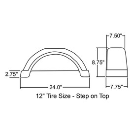 Fulton Plastic Trailer Fender, 12-Inch Tire Size, White