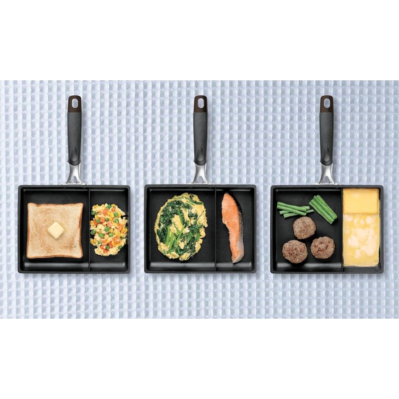 Tamahashi Divider Frying Pan, 73-Split, for Bento, Cooks Two Dishes