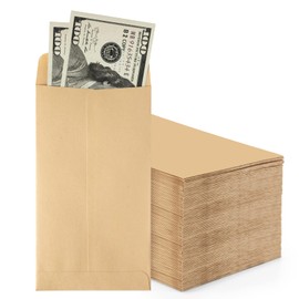 ACKO #7 Coin Money Envelopes for Cash 3 1/2 x 6 1/2 Small Envelope with Gummed Flap for Cash budgeting, gift or Money Saving, Brown Kraft Envelopes 50