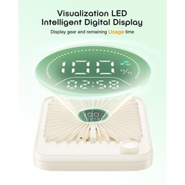 Small Desk Fan Personal Fans，100Speed Adjustable Quiet Small Portable Fan,Intelligent display of remaining hours for Office Bedroom Home Desk White