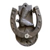 Cross Horseshoe Cast Iron Door Knocker, Lucky Star Unique Housewarming