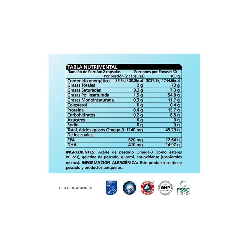 Suplemento en cápsulas Lýsi Omega 3 de Omega-3 Forte x