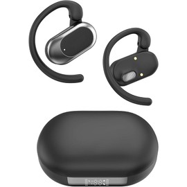 Open Ear Headphones, Wireless Earbuds with Adjustable Ear Hooks, Powerful Sound, Ultra-Comfort, Sports Earphones, Black