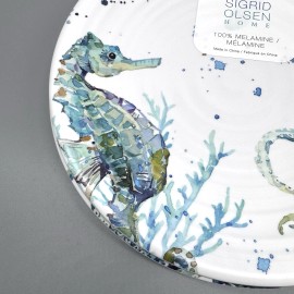 Sigrid Olsen x4 Sigrid Olsen Sea Turtle Melamine Salad Plate Set Octopus Seahorse Watercolor